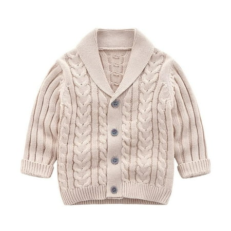 

popfeel Winter and Autumn Baby Boys V-neck Cardigan Crochet Sweater Children s Knitted Button Knitted Pullover Sweatshirt 6M-3T