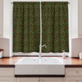 thumbnail image 2 of Ambesonne Floral Kitchen Curtains, Line Grungy Flowers Artwork, 55"x36", Fern Green Burnt Orange, 2 of 3