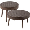 thumbnail image 4 of Round Coffee Table Set of 2, 2 Piece Farmhouse Nesting Table w  Pattern, Modern MDF End Table for Living Room Bedroom Office Balcony, 4 of 7