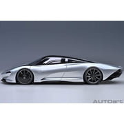 McLaren Speedtail Supernova Silver Metallic with Black Top and Suitcase Accessories 1/18 Model Car by Autoart