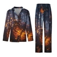 thumbnail image 3 of Glowing Butterfly Forest Women's Long Sleeve Flannel Pajama Set Sleepwear S, 3 of 5