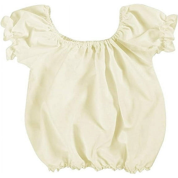 Making Believe Girls Short Sleeve Peasant Blouse, Cream, Medium 8-9