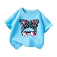 thumbnail image 4 of Kid Girls Cute Print Graphic Round Neck Short Sleeve Tee Summer Casual T Shirt Tops,Size 9 Years-10 Years, 4 of 4