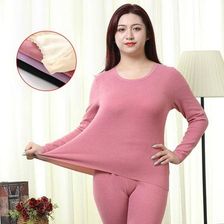 

Women Cotton Blend Thermal Underwear Tops Pants Set Long Johns Plus Size Pajama