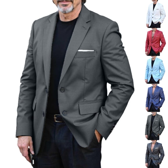 Danhjin Plus Size Blazer Jackets for Men Lapel Button Down Business Casual Dress Suit Coats Office Work Formal Turn Down Collar Outwear(Available in XL to 5XL)