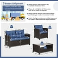 thumbnail image 3 of Gymax 8PCS Outdoor Conversation Set Patio PE Rattan Set w/ Glass Table & Sofa Cushions Navy, 3 of 10