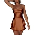 thumbnail image 1 of ZAXARRA Combinaisons Courtes Sans Manches à Col Bénitier pour Femmes, Couleur Unie, Été, Dos Nu, Clubwear, 1 of 5