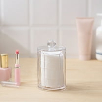 ROMANSENTIAL Cosmetic Cotton Pad Holder 1Set Round Plastic Storage Box Transparent Bathroom Organizer for Cotton Rounds
