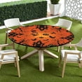 thumbnail image 5 of Halloween Round Fitted Tablecloth with Elastic Edge,Water-Resistant Picnic Pumpkin Witch Castle Bat Spider Web Table Cover for 48-52" Found Tables Black Orange Table Cloth for Dinner,Outdoor,Patio, 5 of 6