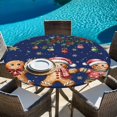 thumbnail image 6 of Gingerbread Christmas Round Tablecloth, Fitted Table Cover with Elastic for 36"-44" Round Tables, Xmas Balls Branches Navy Blue Table Cloth Outdoor Indoor Dinning Party Waterproof Tablecloths, 6 of 7