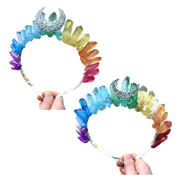 ZPAQI Multicolor Rainbow for Raw Crystal Quartz Crown  display picture 3