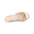 thumbnail image 4 of BLISSFUL STEP Women's Triple Strap Rhinestone Mules Open Toe Stiletto Heel Slide Sandals Rose Gold 9, 4 of 8