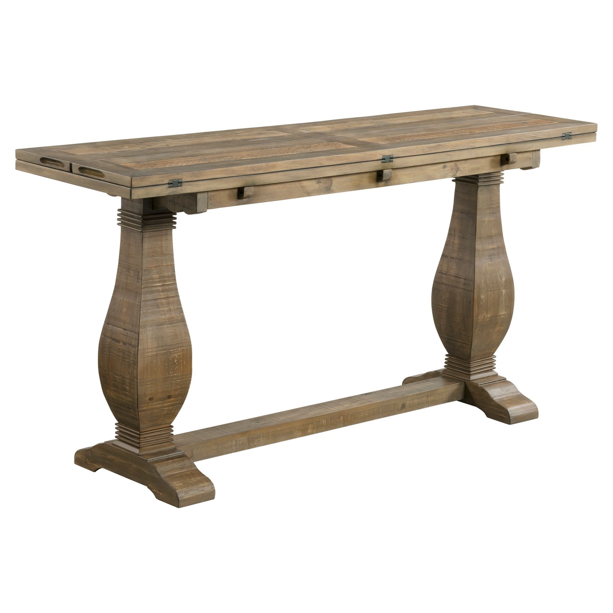 30Inch Extendable Console with Pedestal Base, Brown