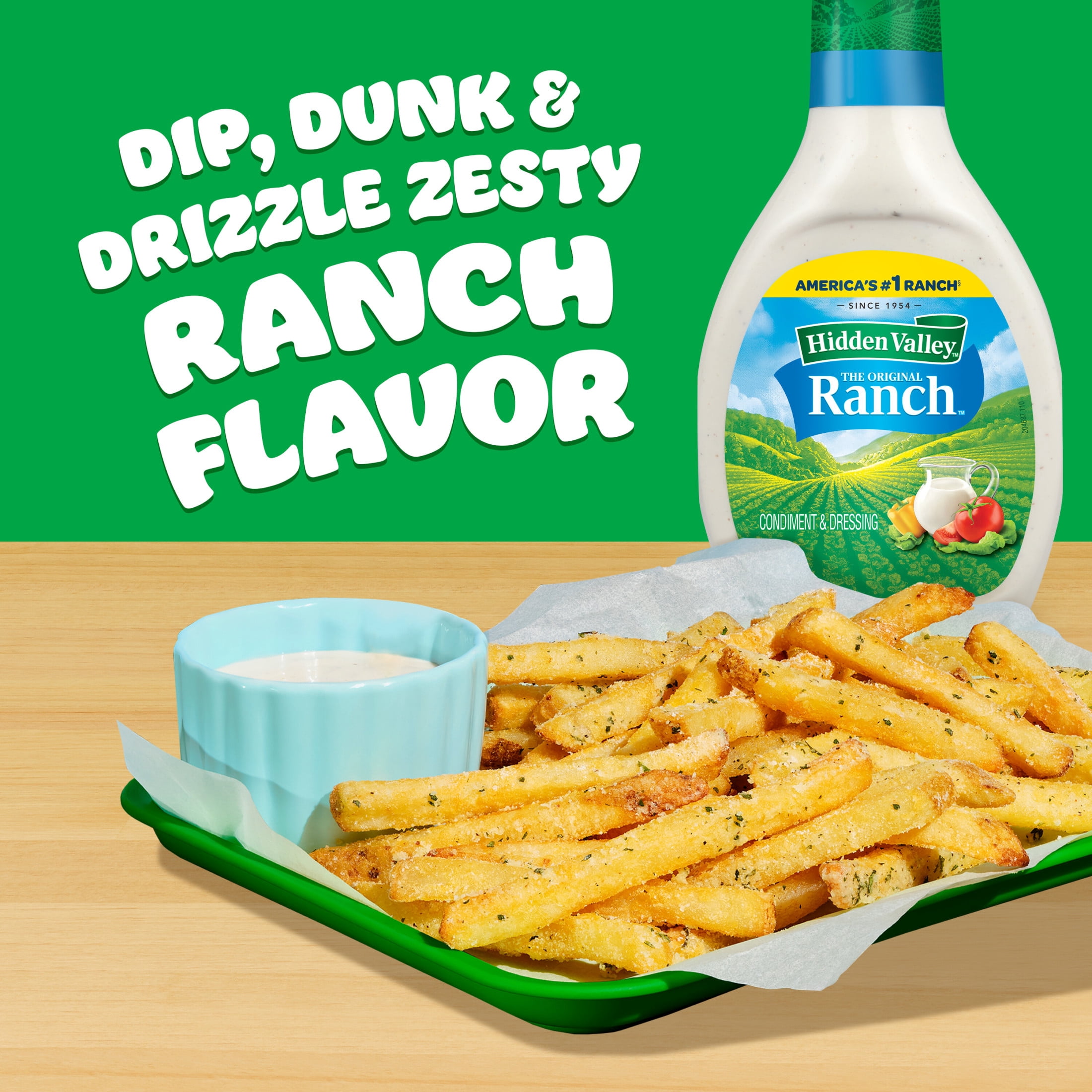 (12 pack) Hidden Valley Original Ranch Salad Dressing & Condiment, 8 fl oz Bottle