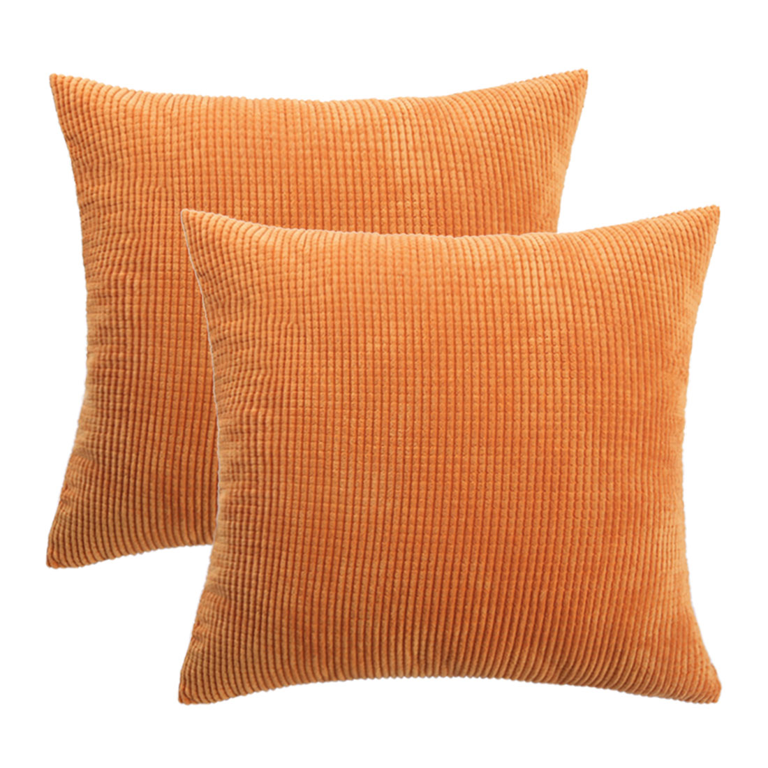 Unique Bargains 2Pack Corduroy Decorative Throw Pillow Covers Orange
