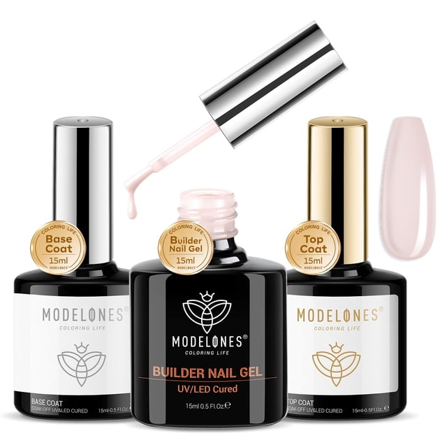 Kit de uñas Modelones Top Coat con gel de uñas Builder, 10 ml
