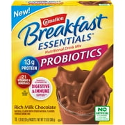 Carnation Breakfast Essentials Probiotics Powder Nutritional Breakfast Drink Mix, Rich Milk Chocolate, 10 - 1.26 OZ Packets