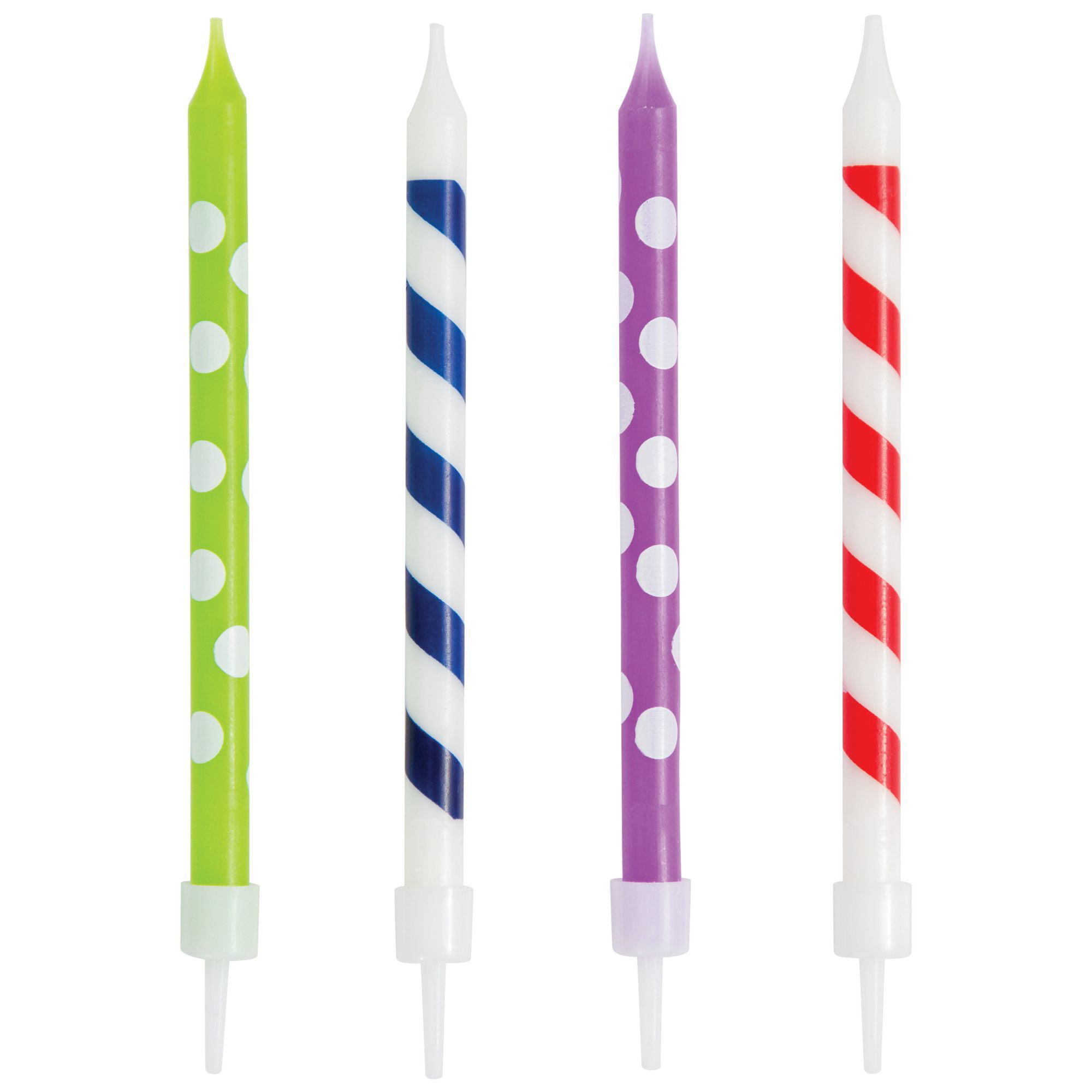 Set of 6 Packs Birthday Candles Polka Dot Stars Total of 144 candles 
