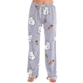 thumbnail image 5 of Easter Women's Pajama Elastic Waist Bunny Rabbit Easter Egg Print Lounge Pants Drawstring Cute Loungewear Wide Leg Sleep Festival with Pockets Pants, #52 Gray XXL, 5 of 5