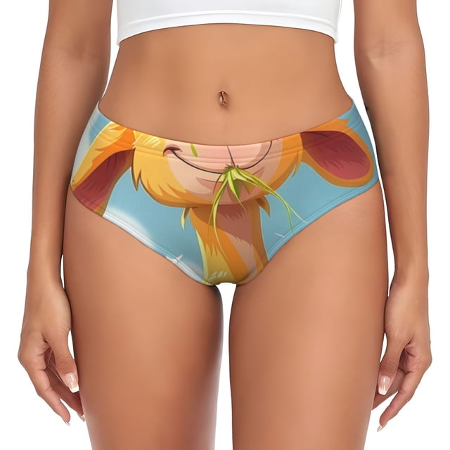 Balery Happy Goat In Meadow Ropa Interior de Algodón para Mujer con Dibujo – Braguitas Cómodas y Elásticas, Estilo Clásico-Large