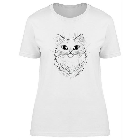 Adorable Kitten Head Sketch T-Shirt Women -Image by Shutterstock, Female x-Large