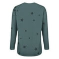 thumbnail image 6 of Women's Star Print Round Neck Long Sleeve Sweatshirt, Loose Fit Casual Pullover Top with Five-Point Star Pattern for Daily Wear, Street Fashion and All Season Comfort Light Green XXXL, 6 of 9