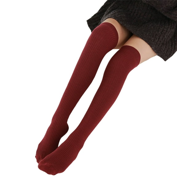 Mightlink 1 Pair Women Stockings Thigh High Soft Elastic Comfortable Breathable Keep Warm Solid Color Lady Spring Autumn Over Knee Long Socks for Outdoors