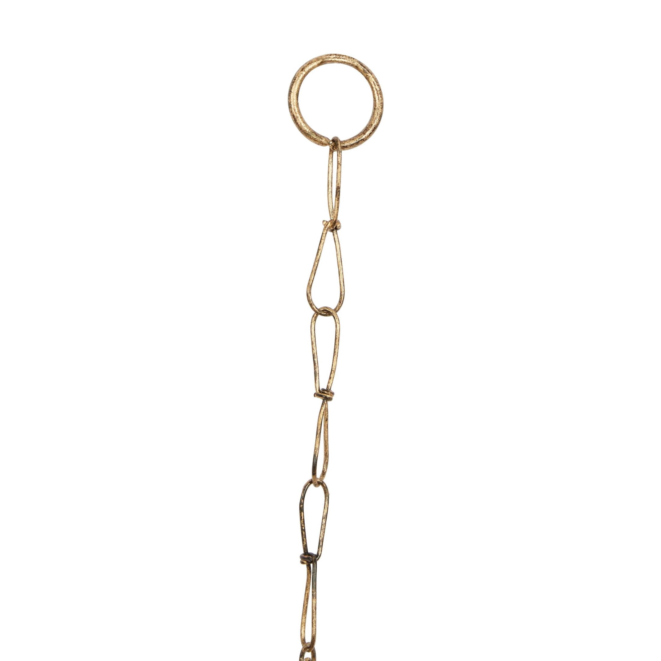 DecMode 35" Gold Metal Handmade Sun and Star Windchime with Glass Beads and Cone Bells