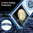 thumbnail image 7 of for Samsung Galaxy Z Flip6 Crystal Clear Case with MagSafe, Slim Protective Military Grade Shockproof Cover with Multi-function Rotation Ring Kickstand, Support Magnetic Car Mount Case, Blue, 7 of 7