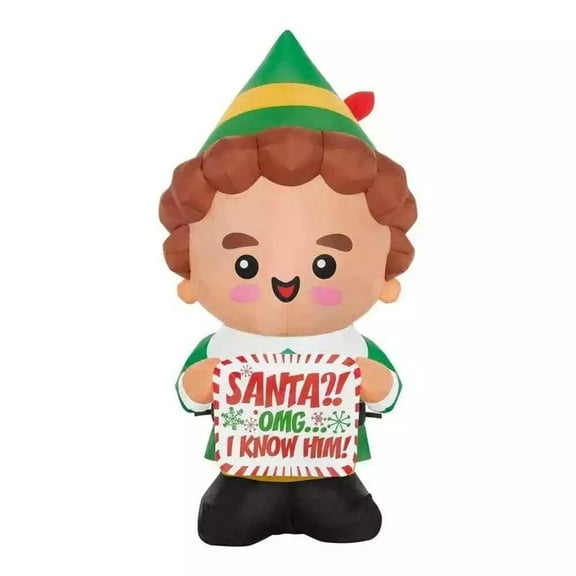 Gemmy 3.5 ft. Tall LED Buddy the Elf with Banner Christmas Holiday Inflatable