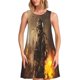 thumbnail image 1 of Easygdp Apocalyptic Skull Soldier para Vestido Transpirable de Mujer, Vestido Suelto de Manga Corta con Pliegues y Bolsillos para el Verano, 1 of 7