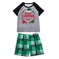 thumbnail image 3 of qolati Christmas Pajamas for Family Xmas Sleepwear Holiday Short Sleeve Tops and Plaid Shorts Family Matching Christmas Pajamas Set, 3 of 6