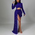thumbnail image 5 of KaLI_store Formal Dresses Wedding Guest Dresses for Women Long Sleeve Modest Dresses for Woman, Formal Fit Flare Bridesmaid Dress Blue,L, 5 of 5