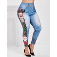 thumbnail image 2 of Impresión 3D Dibujos animados de dibujos animados Plaid Papá Noel Santa Claus Navidad más Tamaño Jeggings Rosegal Leggings de talla grande, 2 of 5