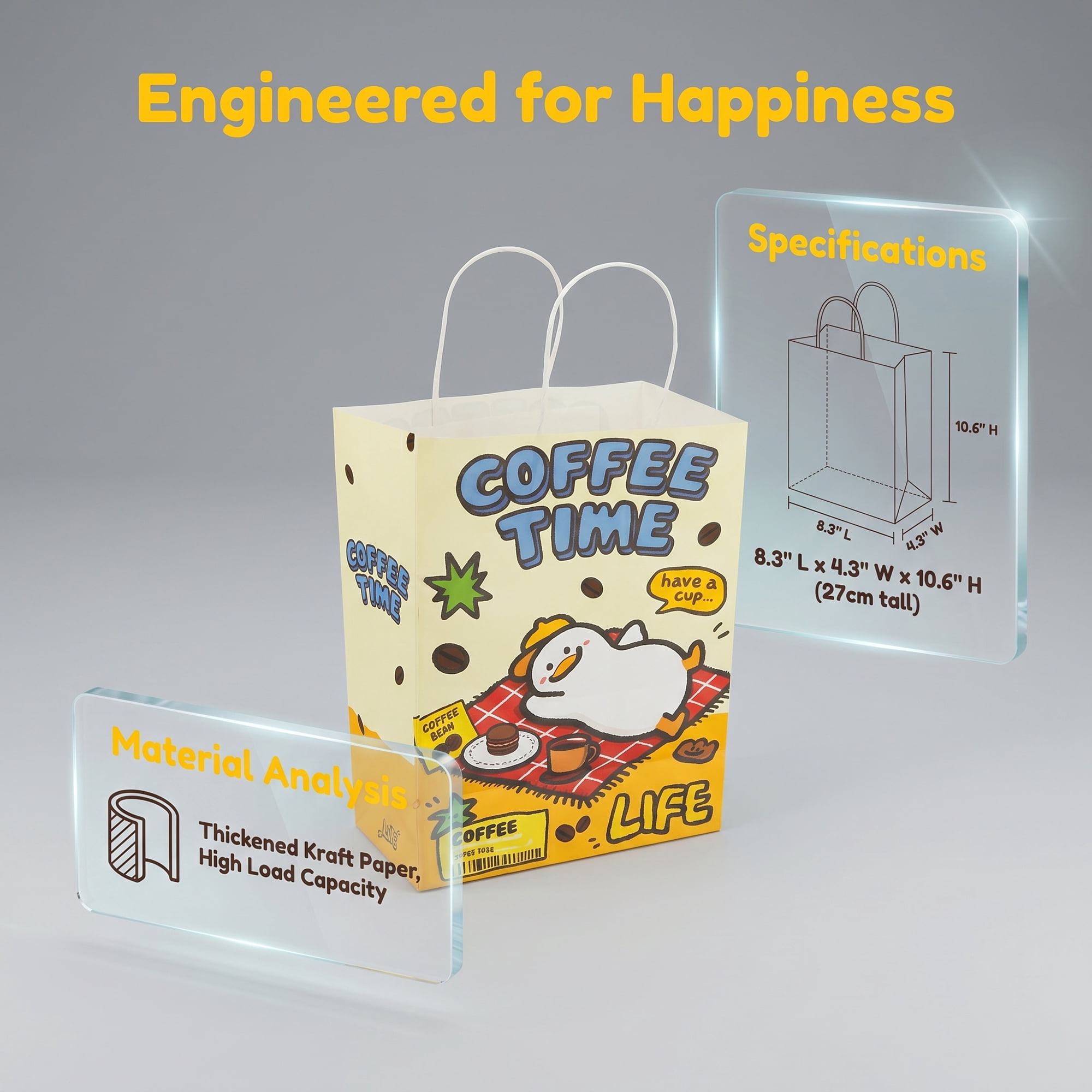 Unique Bargains Cartoon Gift Bags with Handles for Occasions Duck 8.3" x 4.3" x 10.6"