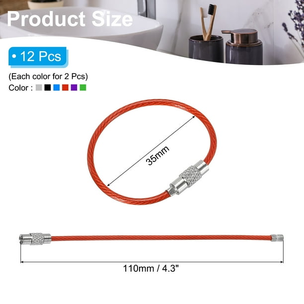 Stainless Steel Screw Lock Key Rings - 20 Pcs, 2mm Wire Diameter, Nylon Coated, Reusable Key Holders & Hanging Loops