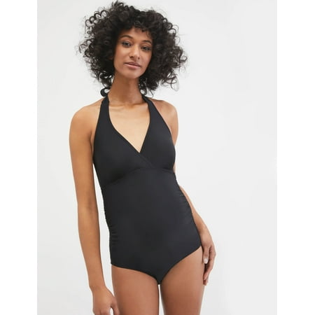 Motherhood Maternity Beach Bump Smocked Waist Maternity One Piece Swimsuit UPF 50+