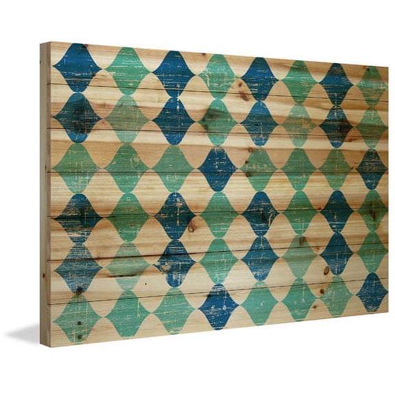 Marmont Hill - "Green and Blue" Painting Print on Natural Pine Wood