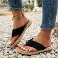 thumbnail image 5 of Summer New Flat Clip Toe Fisherman Shoes, Boho Outer Wear Sandals Slippers, Thick Bottom Solid Color Round Toe Buckle Strap Sandals, Stylish Outer Wear Woven Beach Sandals For Women, 5 of 10