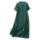 thumbnail image 1 of Puntoco Vestido De Mujer De Algodón Y Lino De Manga Corta Vestido Jacquard Verde Xl,Regalos Para Mujer Joven, 1 of 5