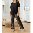 thumbnail image 5 of Sleepwear for Women Plus Size Short Sleeve Pajama Set 2 Piece Tee and Long Pants Soft Loungewear, 5 of 8
