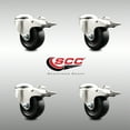 thumbnail image 2 of 3.5 Inch 316SS Soft Rubber Swivel Bolt Hole Caster Set with Lock Brake SCC, 2 of 2