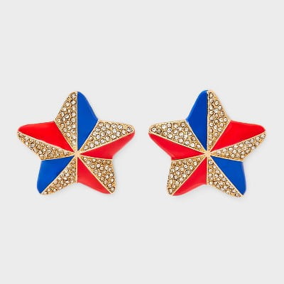 SUGARFIX by BaubleBar American Beauty Statement Earrings Red Blue Multicolor