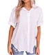 thumbnail image 2 of Vestidos Casuales Para Mujer, Blusas De Mujer De Moda Blusa de verano tipo túnica de lino con botones y manga corta y cuello en V para mujer, 2 of 7