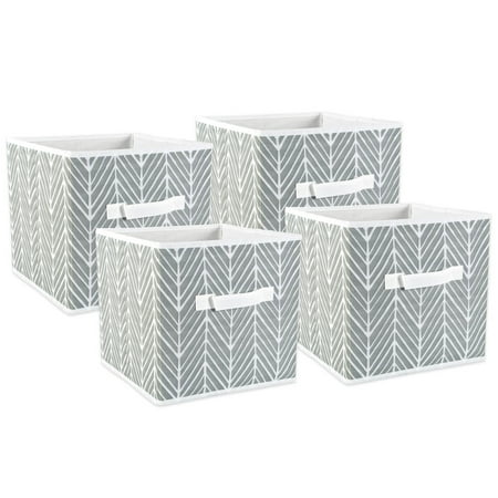 UPC: 0738215384676 | Nonwoven Polyester Cube Herringbone Gray Square 11x11x11 Set/4
