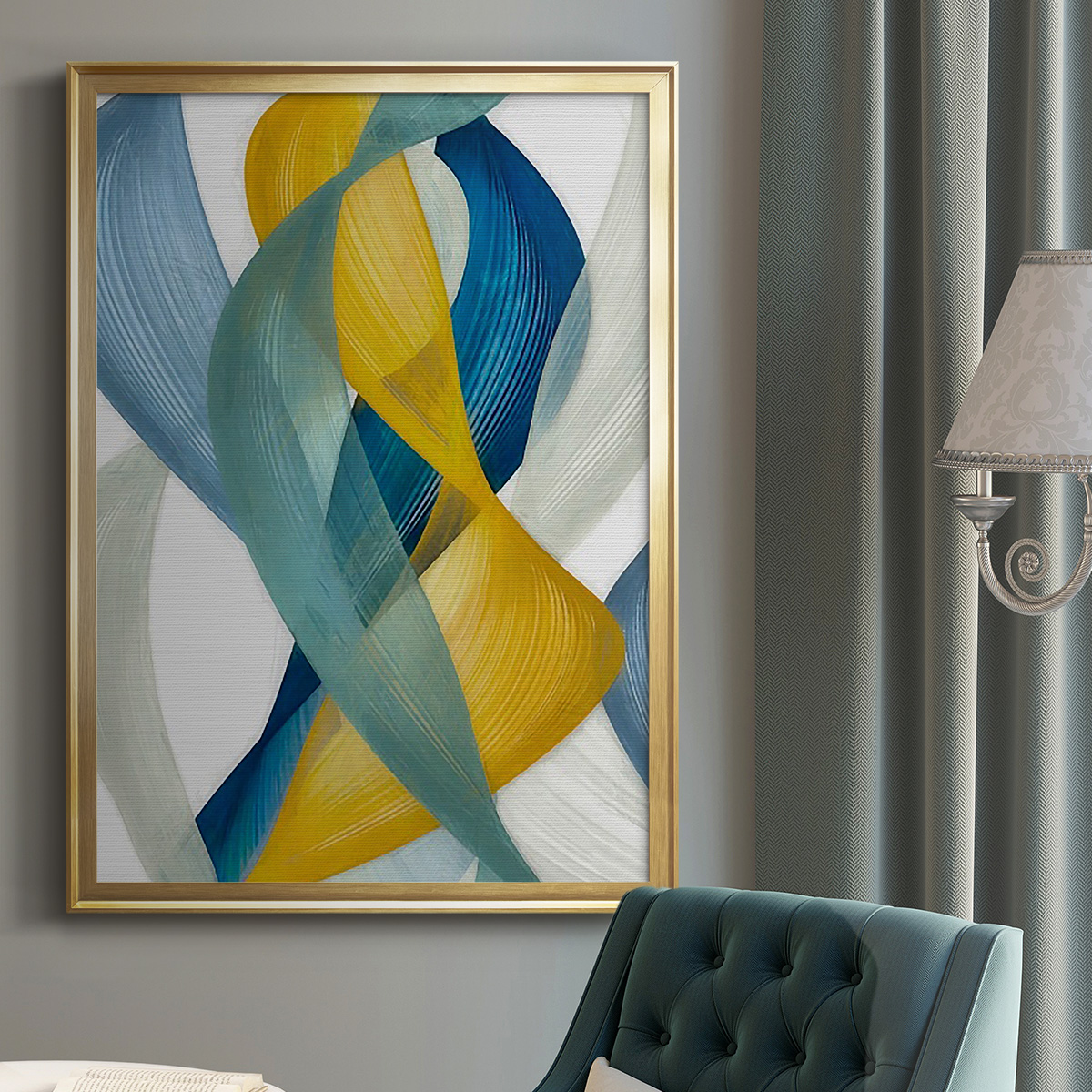 Horizontal Bands I Premium Framed Print, in Gold, Black, or Silver - Ready to Hang