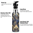 thumbnail image 3 of Yayeee 33oz Double Wall Stainless Steel Water Bottle with Flip Straw, Blue Peacock Feathers Pattern, 3 of 7