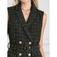 thumbnail image 4 of DARING DIVA Tweed Collared Belted Button Down Blazer Dress M Black, 4 of 6