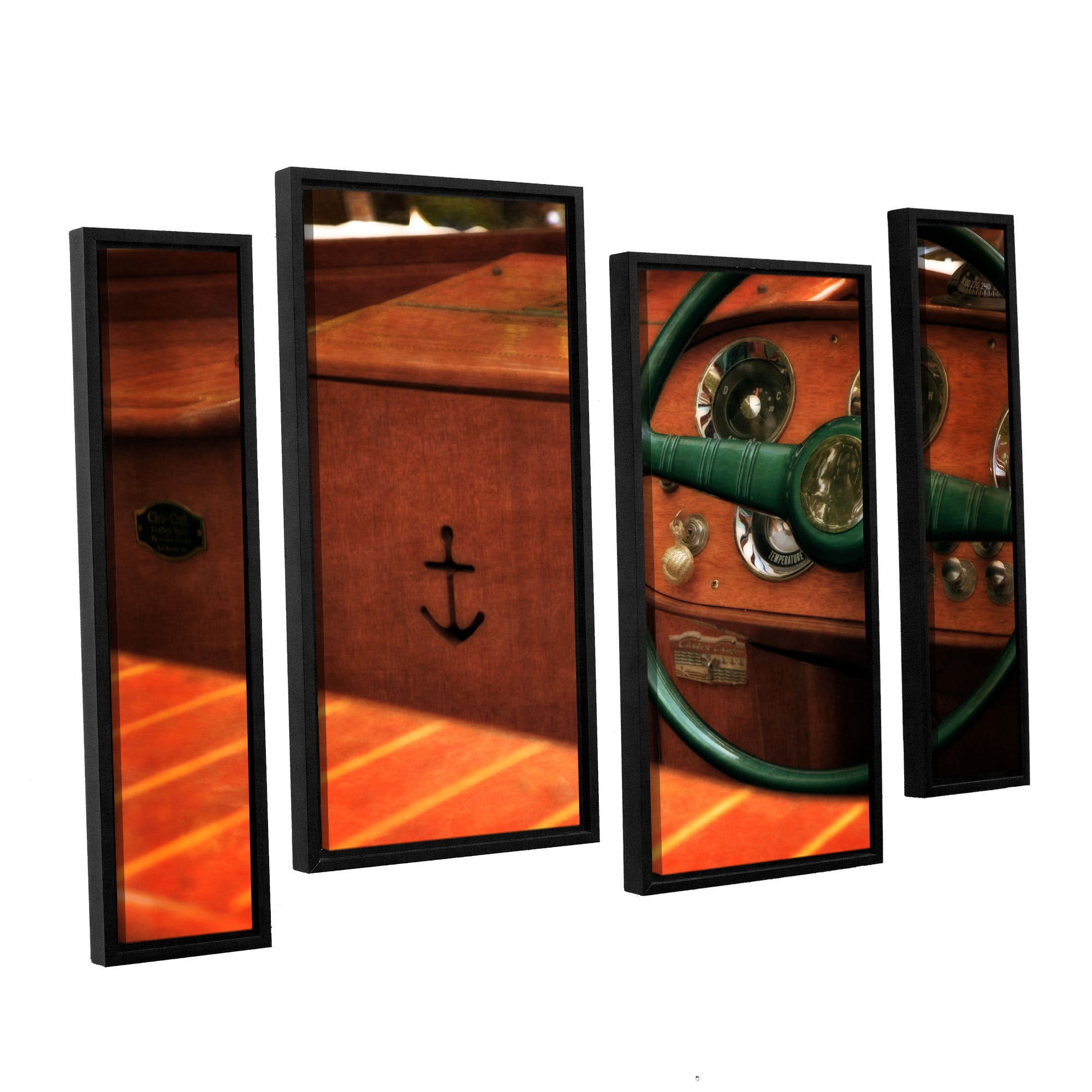 ArtWall Kevin Calkins "Chris Craft Interior" 4-Piece Floater Framed Canvas Staggered Set
