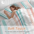 thumbnail image 4 of 3 Piece Aqua Teal Stripe Duvet Cover Set Twin Size,Microfiber Comforter/Quilt Cover with Corner Ties and 2 Pillowcases,Geometric Grey White Vertical Striped All Season Bedding with Zipper Closure, 4 of 8